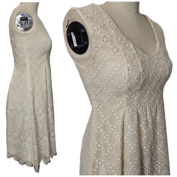 Vintage Rae Rag Dolls Women's 7 (0-2 xs) Pleated Mini Lace Lined Dress 70s? - Picture 6 of 16